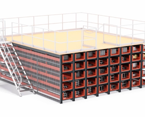 wabenregal lagerbuehne treppe ansicht 02 wabenregal lagerbuehne treppe ansicht 02