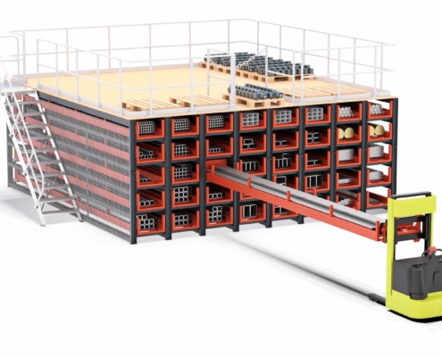 wabenregal lagerbuehne treppe stapler ansicht 01 wabenregal lagerbuehne treppe stapler ansicht 01